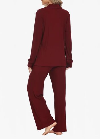 تحدد نساء بيجاما الزر الأكمام الطويلة أسفل مجموعة صالة ناعم ناعم متماسكة 2 قطعة in Kuwait