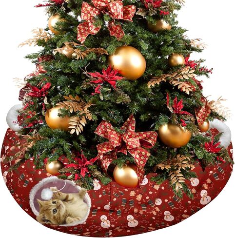 LUCKITTY Cat Tunnel Bed in Christmas Style with Star, Crutches Candy, and Snowflakes Patterns - 3FT x 3FT x 9.8 INCH Size Green Decorative for Festive Felines in Kuwait