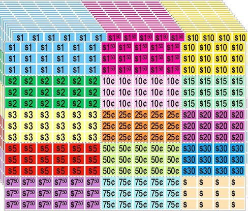 2240 Pcs Garage Sale Stickers 1/2" X 3/4" Yard Sale Price Sticker Rectangle Pre-Printed Labels Price Tags for Marketing Supplies in Kuwait