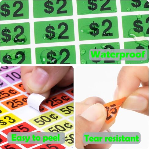 2240 Pcs Garage Sale Stickers 1/2" X 3/4" Yard Sale Price Sticker Rectangle Pre-Printed Labels Price Tags for Marketing Supplies in Kuwait