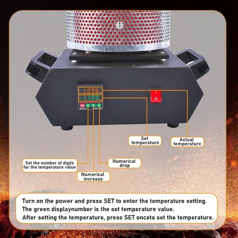 Getanye ترقية 1 كجم+2 كجم+3 كجم من ذوبان الذهب 1500W 1100 درجة مئوية/2012 ° F ، فرن الصب المعدني عالي درجة الحرارة المدمجة مع بوتقة الجرافيت لصرخ الألومنيوم الذهبي المعدني المعادن 110 فولت in Saudi Arabia