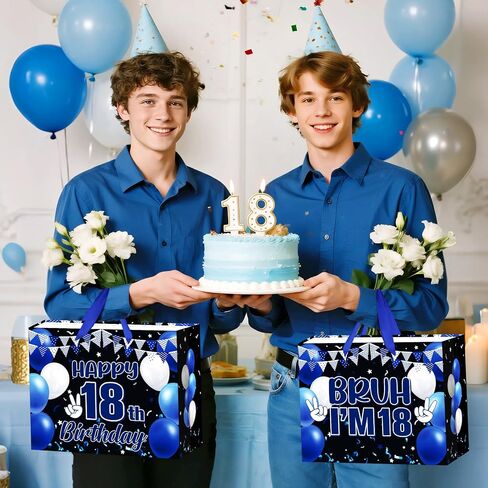 Blue Black 10th Birthday Gift Bag for Boys 10 Years Old Birthday Gift Wrapping Bag with Greeting Card and Tissue Paper Out Single Digits I'm 10 Birthday Party Favors Decor Gifts Wrap Bags Supplies in Kuwait