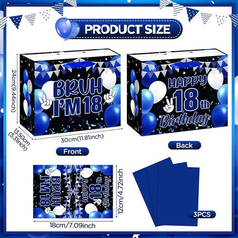 Blue Black 10th Birthday Gift Bag for Boys 10 Years Old Birthday Gift Wrapping Bag with Greeting Card and Tissue Paper Out Single Digits I'm 10 Birthday Party Favors Decor Gifts Wrap Bags Supplies in Kuwait
