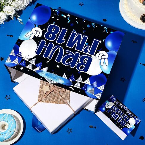 Blue Black 10th Birthday Gift Bag for Boys 10 Years Old Birthday Gift Wrapping Bag with Greeting Card and Tissue Paper Out Single Digits I'm 10 Birthday Party Favors Decor Gifts Wrap Bags Supplies in Kuwait