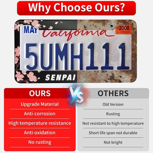 2PCS Stainless Steel License Plate Frames, 2 Holes Car Licence Plate Covers with Screws Washers and Caps, Car Exterior Accessories, License Plate Holder for US Vehicles Black in Saudi Arabia