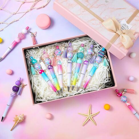 Jutom 12 PCS Assustame Beadablable مع 50 PCS حبات ملونة 12 شرابات 12 معلقات متنوعة من سيليكون بؤرة بؤرة لتصنيع DIY لمجموعة أدوات المعلم للمكتب in Kuwait
