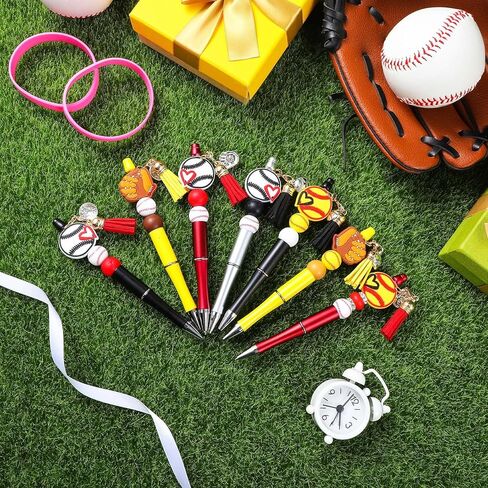 Jutom 12 Pcs Teacher Beadable Pens with 50 Pcs Colorful Beads 12 Tassels 12 Pendants Assorted Silicone Focal Bead for DIY Making Kit Pens for Office Teacher Gift in Kuwait