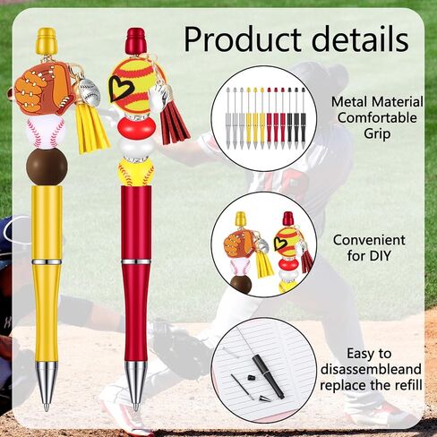 Jutom 12 Pcs Teacher Beadable Pens with 50 Pcs Colorful Beads 12 Tassels 12 Pendants Assorted Silicone Focal Bead for DIY Making Kit Pens for Office Teacher Gift in Kuwait