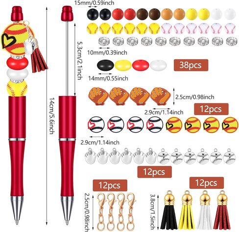 Jutom 12 Pcs Teacher Beadable Pens with 50 Pcs Colorful Beads 12 Tassels 12 Pendants Assorted Silicone Focal Bead for DIY Making Kit Pens for Office Teacher Gift in Kuwait