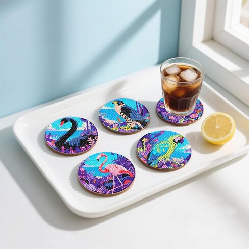 Dozeezop 8 PCS Diamond Art Coasters Kit و Diamond Painting Coasters مع حامل ، ومجموعات الفنون الماسية الخريف للمبتدئين والفنون والحرف الحرف مجموعات الحفلات in Kuwait