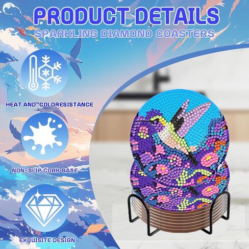 Dozeezop 8 PCS Diamond Art Coasters Kit و Diamond Painting Coasters مع حامل ، ومجموعات الفنون الماسية الخريف للمبتدئين والفنون والحرف الحرف مجموعات الحفلات in Kuwait