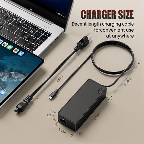 90W USB C Charger Compatible with MacBook Pro Air M2 M1, Lenovo ThinkPad X1 T14 Yoga, HP Spectre x360 Envy, ASUS ZenBook Chromebook, Huawei MateBook - VUOHOEG Type C PD Fast Adapter in Kuwait