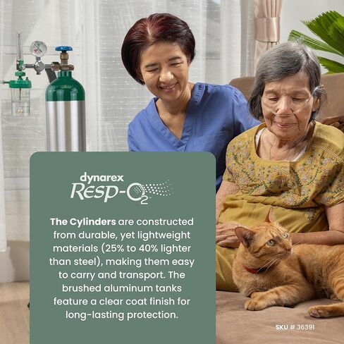 Dynarex Resp-O2 M15 Oxygen D-Cylinder with CGA 870 Toggle Valve – 2.9L Jumbo Size Oxygen Cylinder - Lightweight Aluminum Portable Tank with 425L Oxygen Capacity in Kuwait