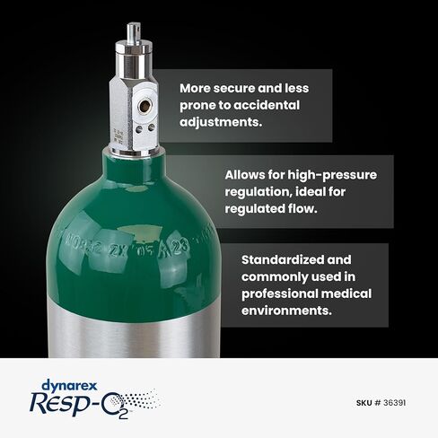 Dynarex Resp-O2 M15 Oxygen D-Cylinder with CGA 870 Toggle Valve – 2.9L Jumbo Size Oxygen Cylinder - Lightweight Aluminum Portable Tank with 425L Oxygen Capacity in Kuwait