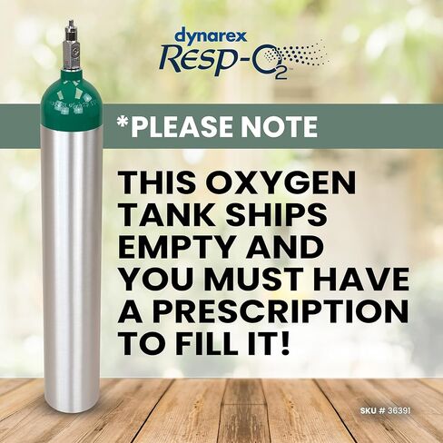 Dynarex Resp-O2 M15 Oxygen D-Cylinder with CGA 870 Toggle Valve – 2.9L Jumbo Size Oxygen Cylinder - Lightweight Aluminum Portable Tank with 425L Oxygen Capacity in Kuwait