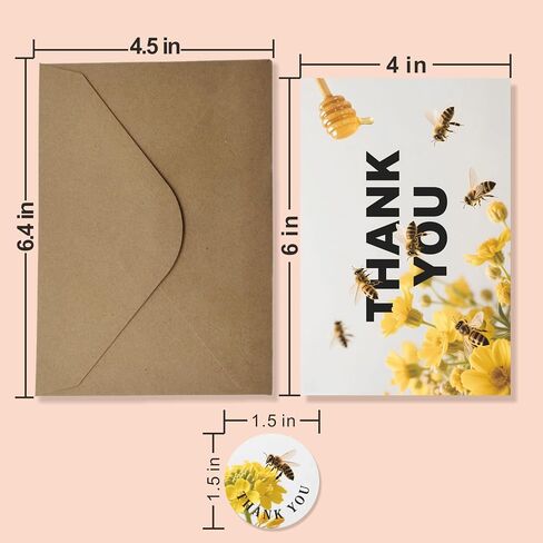 100 Pack 4x6 Inches(After Folding) Luxurious Gold Blank Thank You Cards for Baby Shower, Wedding,Bridal Shower, Small Business, Funeral, Families with Envelopes Seal Sticker and Box in Saudi Arabia