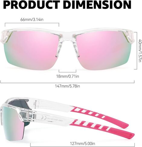 TJUTR Running Sunglasses for Women, Polarized Wrap Around Sun Glasses with UV400 Protection for Sports Cycling Golf TS3080 in Saudi Arabia