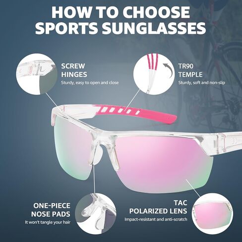 TJUTR Running Sunglasses for Women, Polarized Wrap Around Sun Glasses with UV400 Protection for Sports Cycling Golf TS3080 in Saudi Arabia