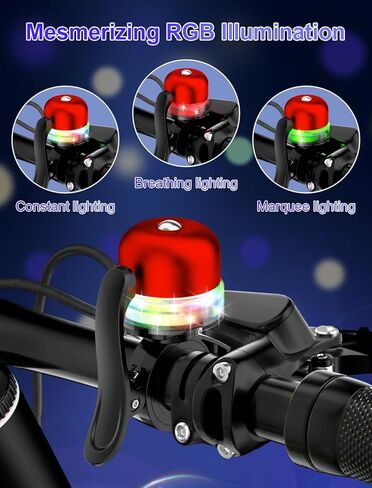 Bike Bell for Kids & Adults, Light up Bike Accessories Adjustable with Ferrules Fit for 0.74-1.25in(19-31.8mm) Bicycle Handlebars, Aluminum Made & Crisp Sound for Mountain Dirt Road Bike Ebike(Blue) in Kuwait