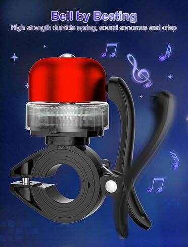 Bike Bell for Kids & Adults, Light up Bike Accessories Adjustable with Ferrules Fit for 0.74-1.25in(19-31.8mm) Bicycle Handlebars, Aluminum Made & Crisp Sound for Mountain Dirt Road Bike Ebike(Blue) in Kuwait