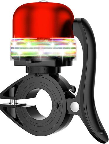 Bike Bell for Kids & Adults, Light up Bike Accessories Adjustable with Ferrules Fit for 0.74-1.25in(19-31.8mm) Bicycle Handlebars, Aluminum Made & Crisp Sound for Mountain Dirt Road Bike Ebike(Blue) in Kuwait