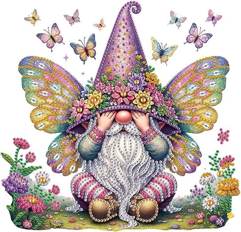 SJUTOUCI Special Shape Gnome Diamond Art Painting Kits for Adults, 5D Flower Diamond Art for Beginners, Crystal Rhinestones Bead Art for Home Wall Decoration Gift 12×12inch in Kuwait