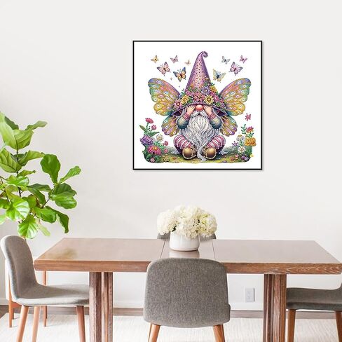 SJUTOUCI Special Shape Gnome Diamond Art Painting Kits for Adults, 5D Flower Diamond Art for Beginners, Crystal Rhinestones Bead Art for Home Wall Decoration Gift 12×12inch in Kuwait