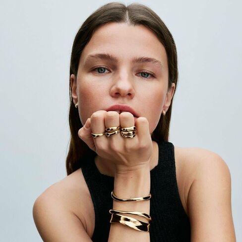 Pandora Essence على شكل عضوي على شكل مفتوح على شكل عضوي - تشمل سوار مطلي بالذهب 14K - سوار للنساء - صندوق هدايا in Saudi Arabia