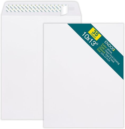 10x13 Envelopes Self Seal - 50 Pack - Open End White Mailing Envelopes for Catalogs, Presentations, Oversized Documents - Self Sealing Envelopes with Peel and Seal Closure - 28lb Heavyweight Paper in Kuwait