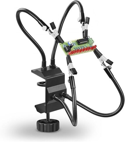 The third hand Universal metal support arm PCB circuit board repair welding auxiliary clamp DIY manual aircraft model fixing clamp tool(Metalhose[silver]]) in Saudi Arabia