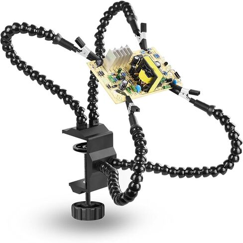 The third hand Universal metal support arm PCB circuit board repair welding auxiliary clamp DIY manual aircraft model fixing clamp tool(Metalhose[silver]]) in Saudi Arabia
