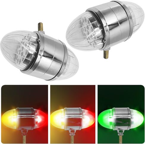 2PCS 12 LED Dual Revolution Amber/Red Turn Signal & Marker Lights with Horizontal Visor, Double Face Chrome Pedestal Bumper Lights for Peterbilt, Ke-nw-or-th, Freightliner Trucks in Saudi Arabia