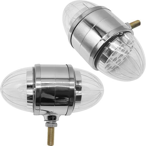 2PCS 12 LED Dual Revolution Amber/Red Turn Signal & Marker Lights with Horizontal Visor, Double Face Chrome Pedestal Bumper Lights for Peterbilt, Ke-nw-or-th, Freightliner Trucks in Saudi Arabia