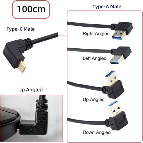 cablecc USB 3.1 USB-C Up Down Angled to 90 Degree Down Angled A Male Data Cable for Tablet Phone in Saudi Arabia