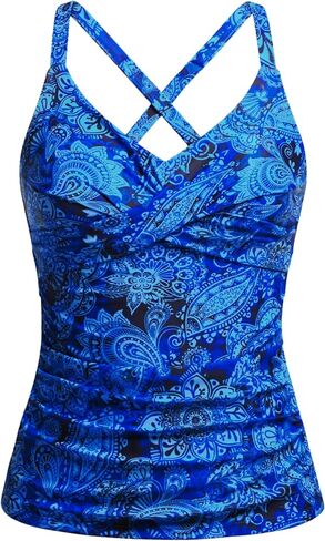 Women Tankini Bathing Suit Top - Twist Front V Neck Swim Top Only Cross Tummy Control Swimsuit 2025 in Saudi Arabia