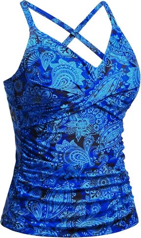 Women Tankini Bathing Suit Top - Twist Front V Neck Swim Top Only Cross Tummy Control Swimsuit 2025 in Saudi Arabia