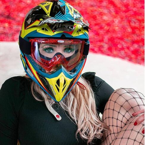 Dirt Bike Motorcycle Goggles ATV Motocross Riding Goggles UV400 OTG Offroad MX Helmet Racing Four Wheeler Goggle for Adults Men Women Youth Kids(Pink frame+pink lens) in Kuwait