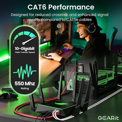 GearIT RJ45 Cat 6 Ethernet Patch Cable for TV, Modem, PC Gaming, 10Gbps, Gold-Plated Connectors, Snagless, Network Cable, Internet Cable, 7 Feet, Blue in Saudi Arabia