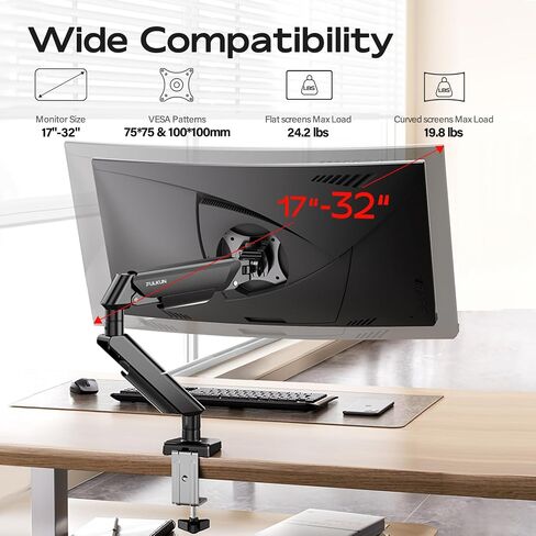 شاشة واحدة شاشة من 13 إلى 32 بوصة شاشات تصل إلى 22 رطلا ، ذراع الشاشة من الألومنيوم Ultrawide لـ Samsung Odyssey G9 وأكثر من ذلك ، منصة شاشة قابلة للتعديل بالكامل للمكتب ، Vesa 100x100mm (أسود) in Saudi Arabia
