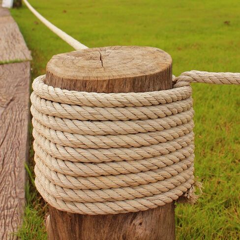 Jute Rope 3/4 in × 50 ft Natural Material Heavy Duty Jute Rope Twisted Rope for Indoor Outdoor Crafts, Nautical, Tug of War Rope, Railing, Hammock, Swing, Gardening, Climbing in Saudi Arabia