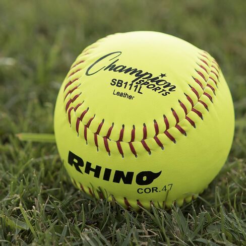 Champion Sports 12" Leather Cover Softballs - Poly Core - Medium Compression - NFHS Approved - Raised Seams - Optic Yellow - Pack of 12 in Saudi Arabia