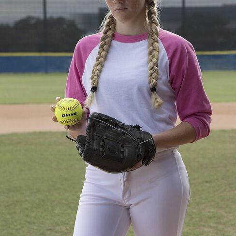 Champion Sports 12" Leather Cover Softballs - Poly Core - Medium Compression - NFHS Approved - Raised Seams - Optic Yellow - Pack of 12 in Saudi Arabia