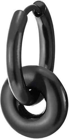 Double Hoop Earrings Steel, Men Women Circle Huggie Earrings Hinged, Modern Minimalist Dangle Design in Saudi Arabia