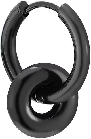 Double Hoop Earrings Steel, Men Women Circle Huggie Earrings Hinged, Modern Minimalist Dangle Design in Saudi Arabia