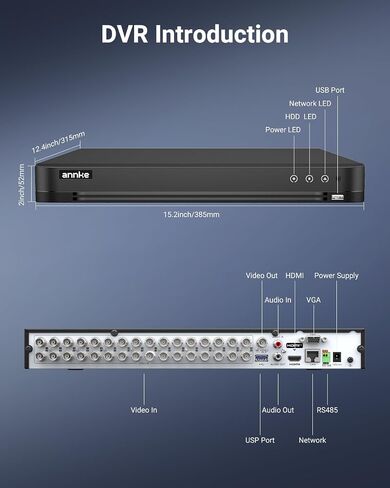 ANNKE 8CH 4K Security DVR Recorder with AI Human/Vehicle Detection, H.265+ Hybrid 5-in-1 CCTV DVR with Line Crossing & Intrusion Detection for Surveillance Camera, Easy Remote Access, NO HDD Included in Saudi Arabia