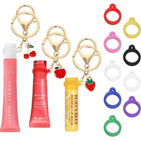 Chapstick Holder Key Chain - 3 Pack Keychain with 9 Rubber Rings, Purse Charms Keychain Wristlet Wallet Accessories in Kuwait