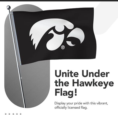 Iowa Hawkeyes 2 'X 3' College Sports Print Print - NCAA المرخص - نايلون - لافتة المدرسة (أسود ، ذهبي) in Kuwait