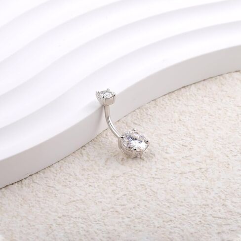 14G/1.6MM Moissanite Belly Button Rings - 925 Sterling Silver 14G/1.6MM Moissanite Navel Rings Barbell Belly Navel Stud Hypoallergenic Navel Body Piercing Jewelry Gift for Women in Kuwait