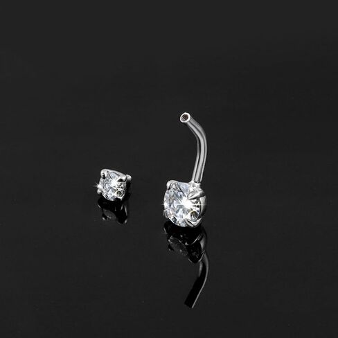 14G/1.6MM Moissanite Belly Button Rings - 925 Sterling Silver 14G/1.6MM Moissanite Navel Rings Barbell Belly Navel Stud Hypoallergenic Navel Body Piercing Jewelry Gift for Women in Kuwait