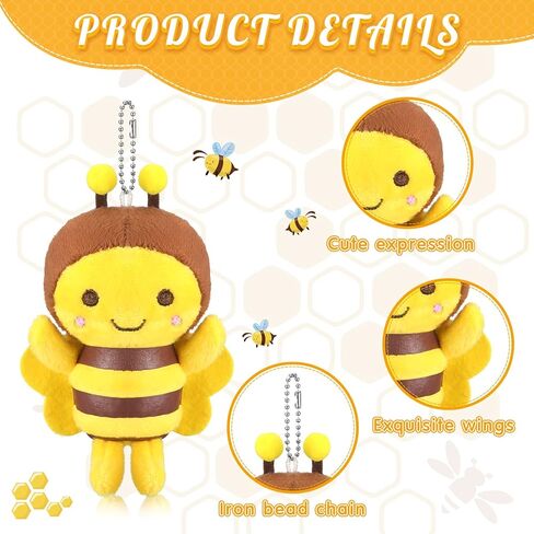8 Pcs 3 Inch Plush Bee Stuffed Animal Soft Cute Small bee Realistic Cartoon Little Honey Toy Adorable Doll for Baby Shower Decor Birthday Party Decorations DIY, 4 Colors in Kuwait